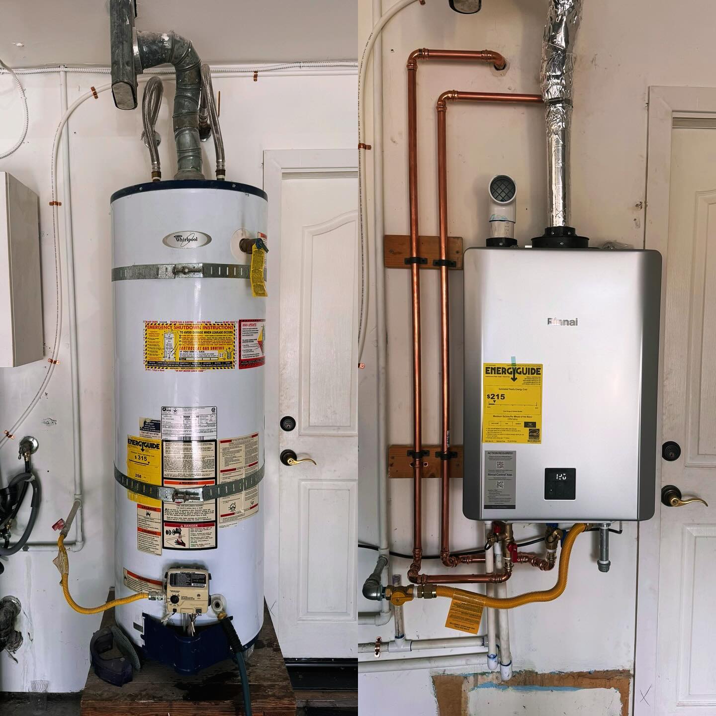 Rinnai tankless water heater installation